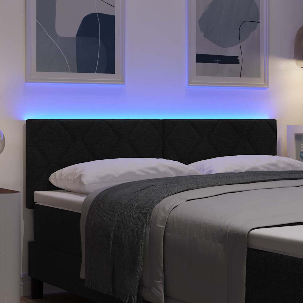 vidaXL LED κεφαλάρι Μαύρο 160 cm ύφασμα