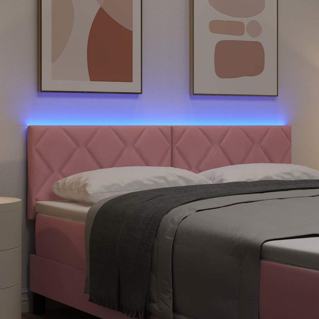 vidaXL LED κεφαλάρι Ροζ 160 cm Βελούδο