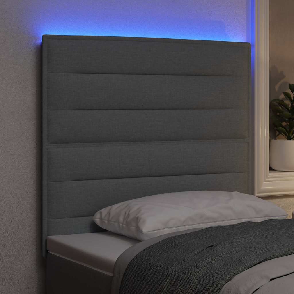 vidaXL LED κεφαλάρι με φώτα λωρίδας LED Ανοιχτό γκρι 80 cm Πολυεστέρας