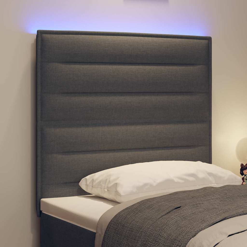 vidaXL LED κεφαλάρι με LED ταινίες φωτός Σκούρο Γκρι 90 cm ύφασμα