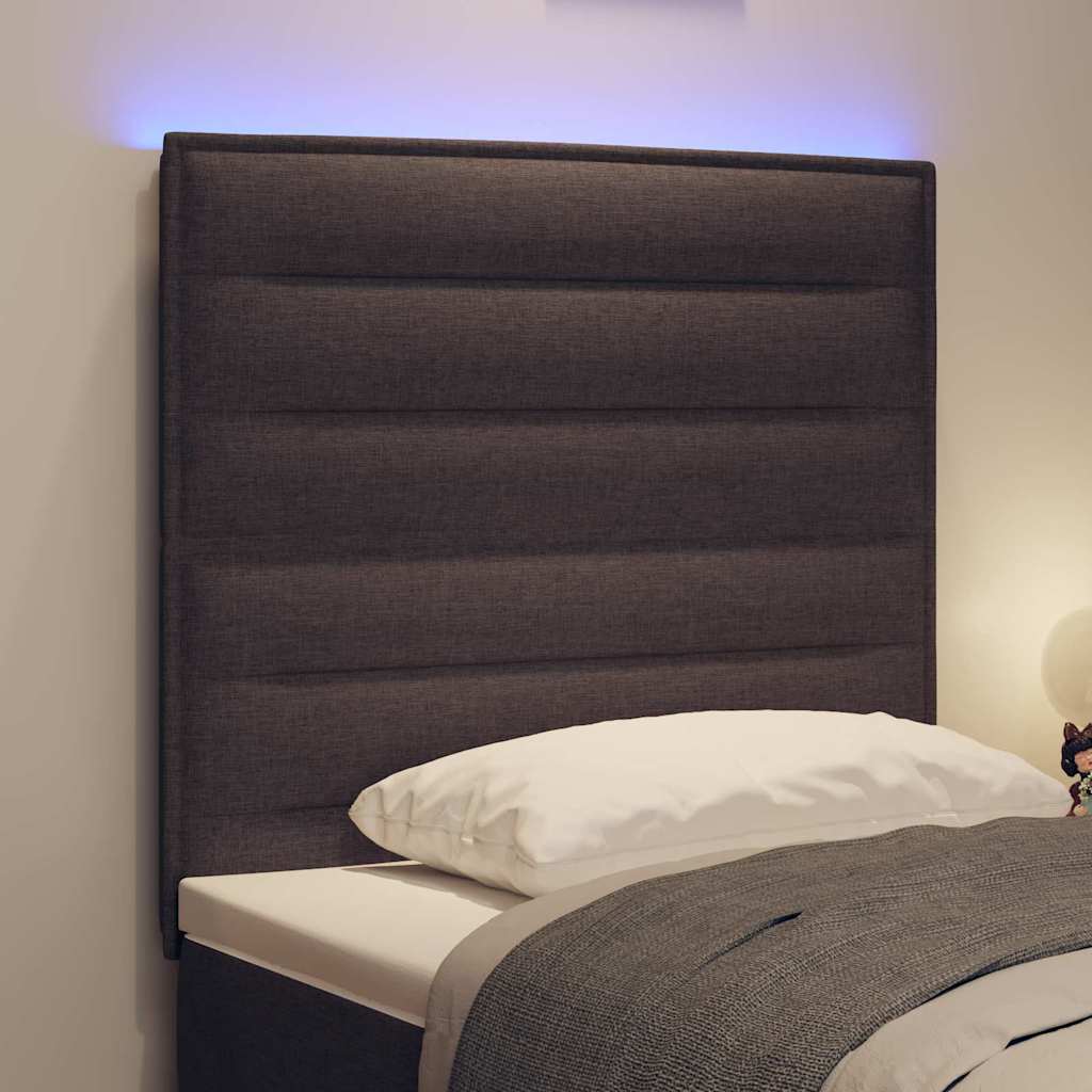 vidaXL LED κεφαλάρι με LED ταινίες φωτός Σκούρο Καφέ 90 cm ύφασμα