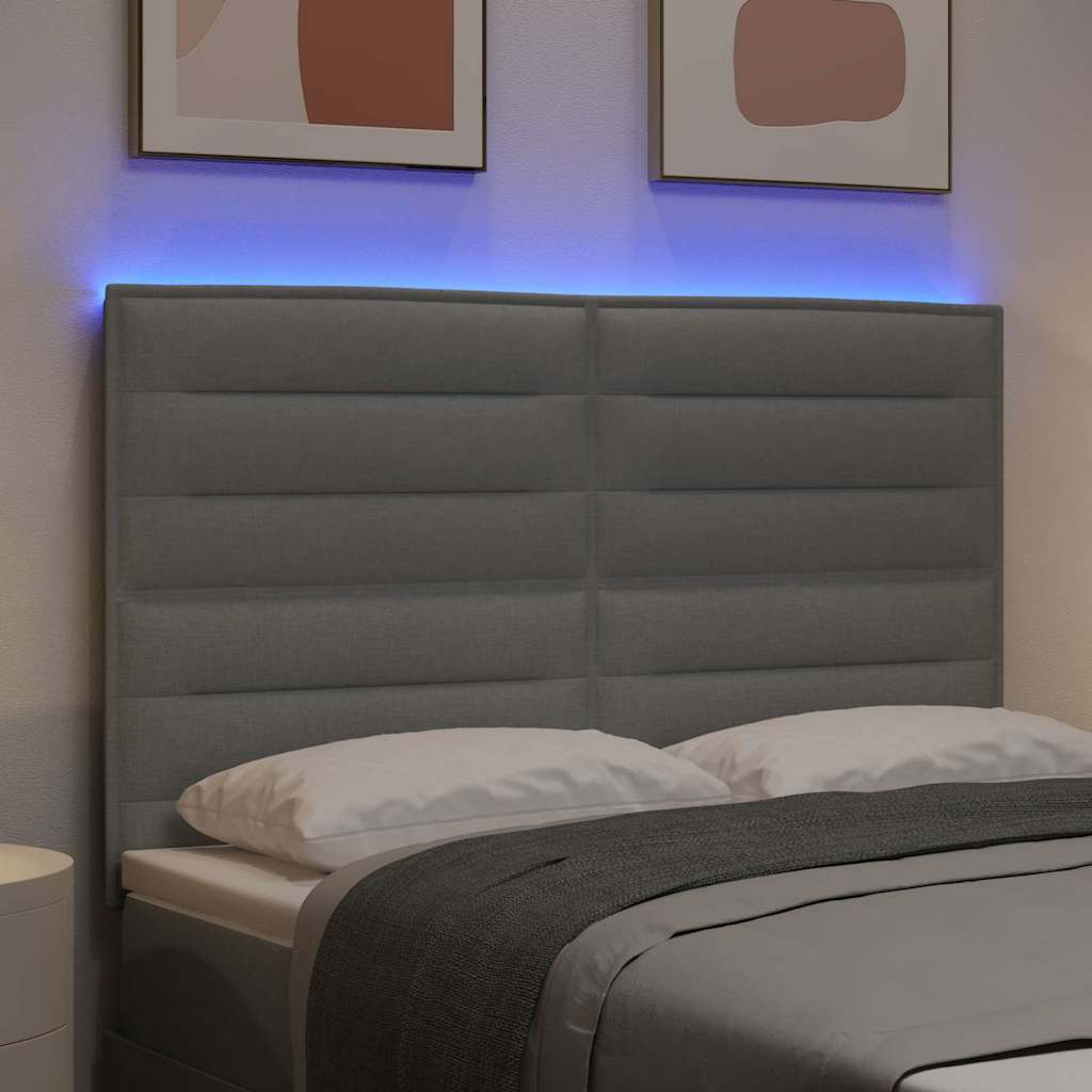 vidaXL LED κεφαλάρι με κεφαλάρι Ανοιχτό γκρι 144 cm Πολυεστέρας