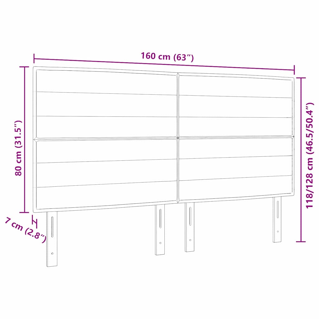 vidaXL LED κεφαλάρι με φώτα λωρίδας LED Σκούρο Γκρι 160 cm Πολυεστέρας