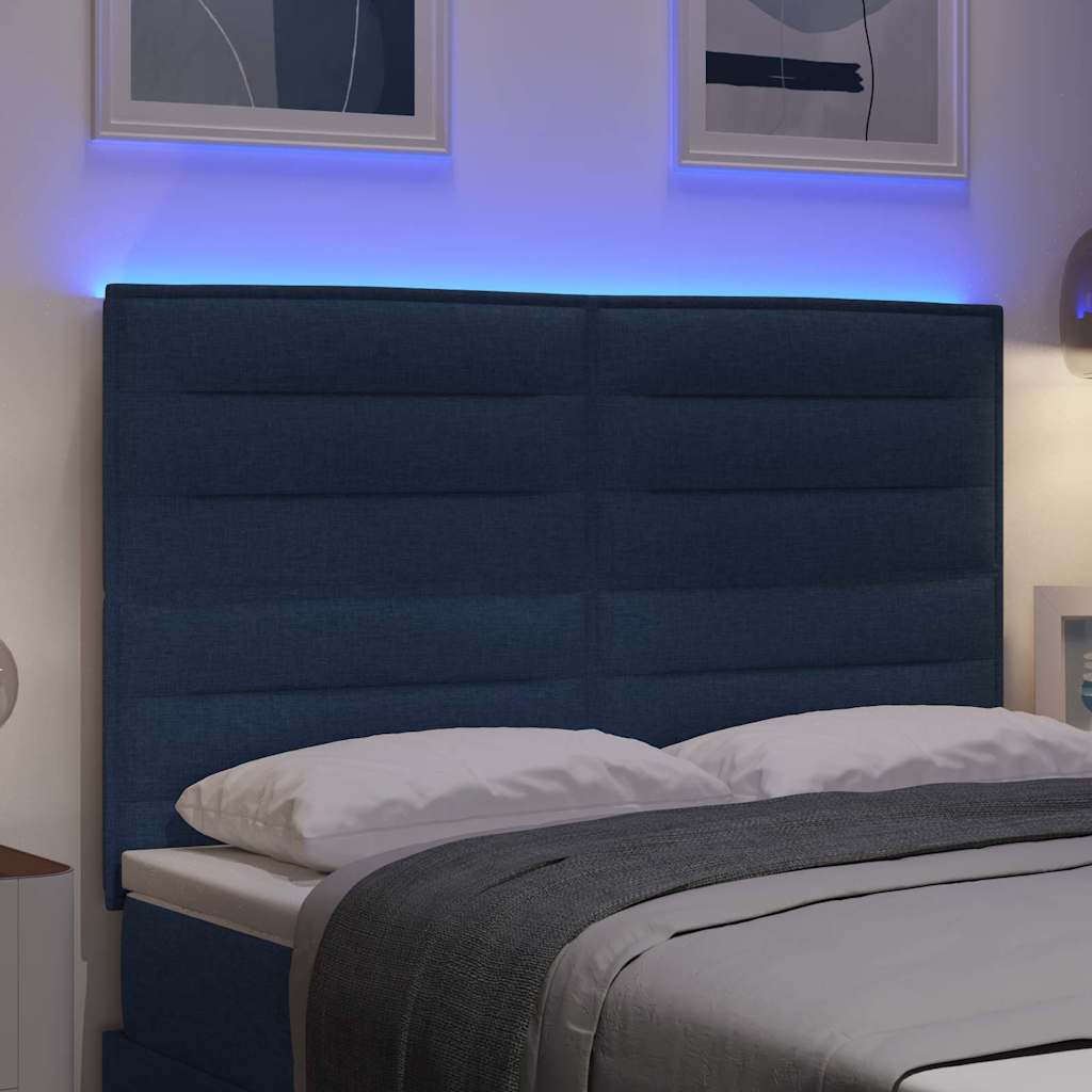 vidaXL LED κεφαλάρι με LED ταινίες φωτός Μπλε 160 cm ύφασμα