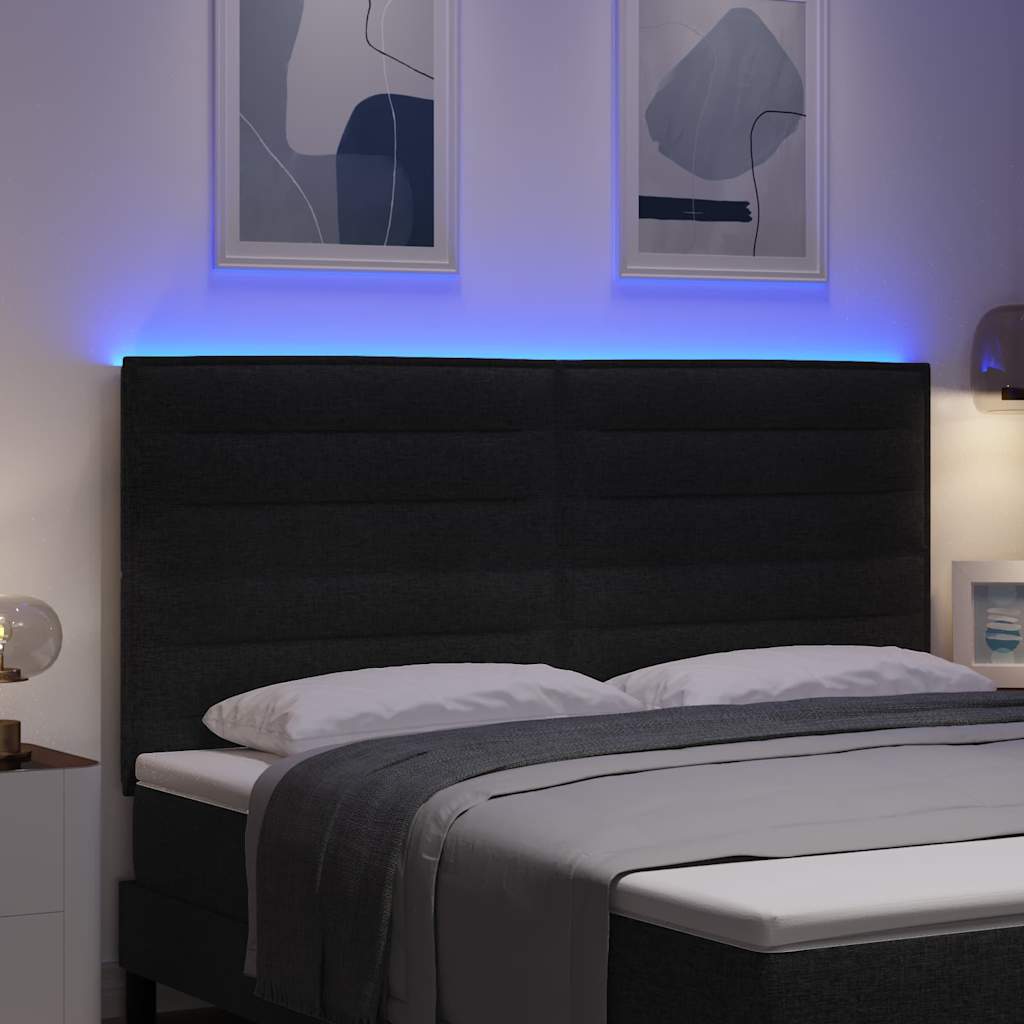 vidaXL LED κεφαλάρι με LED ταινίες φωτός Μαύρο 180 cm ύφασμα