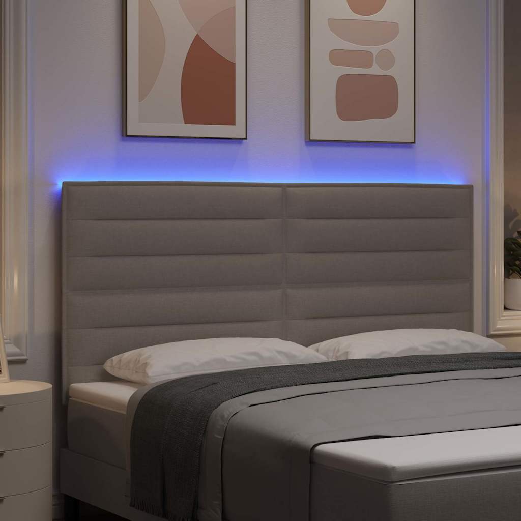 vidaXL LED κεφαλάρι Taupe ύφασμα