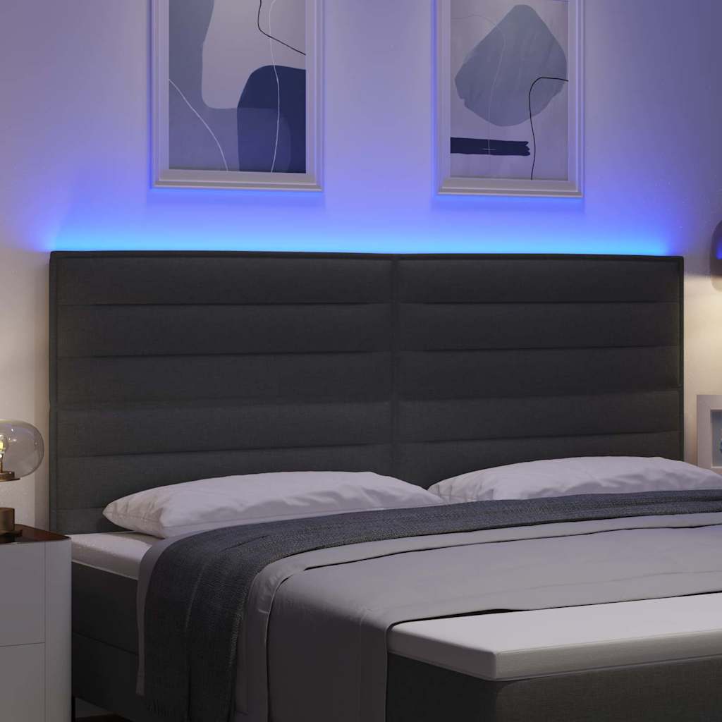 vidaXL LED κεφαλάρι με LED ταινίες φωτός Σκούρο Γκρι 200 cm ύφασμα