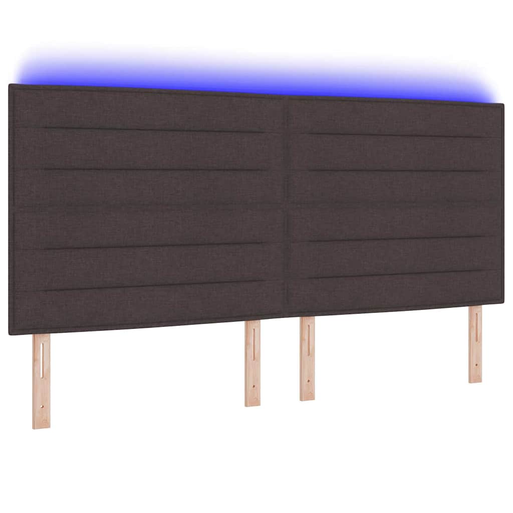 vidaXL LED κεφαλάρι με LED ταινίες φωτός Σκούρο Καφέ 200 cm ύφασμα
