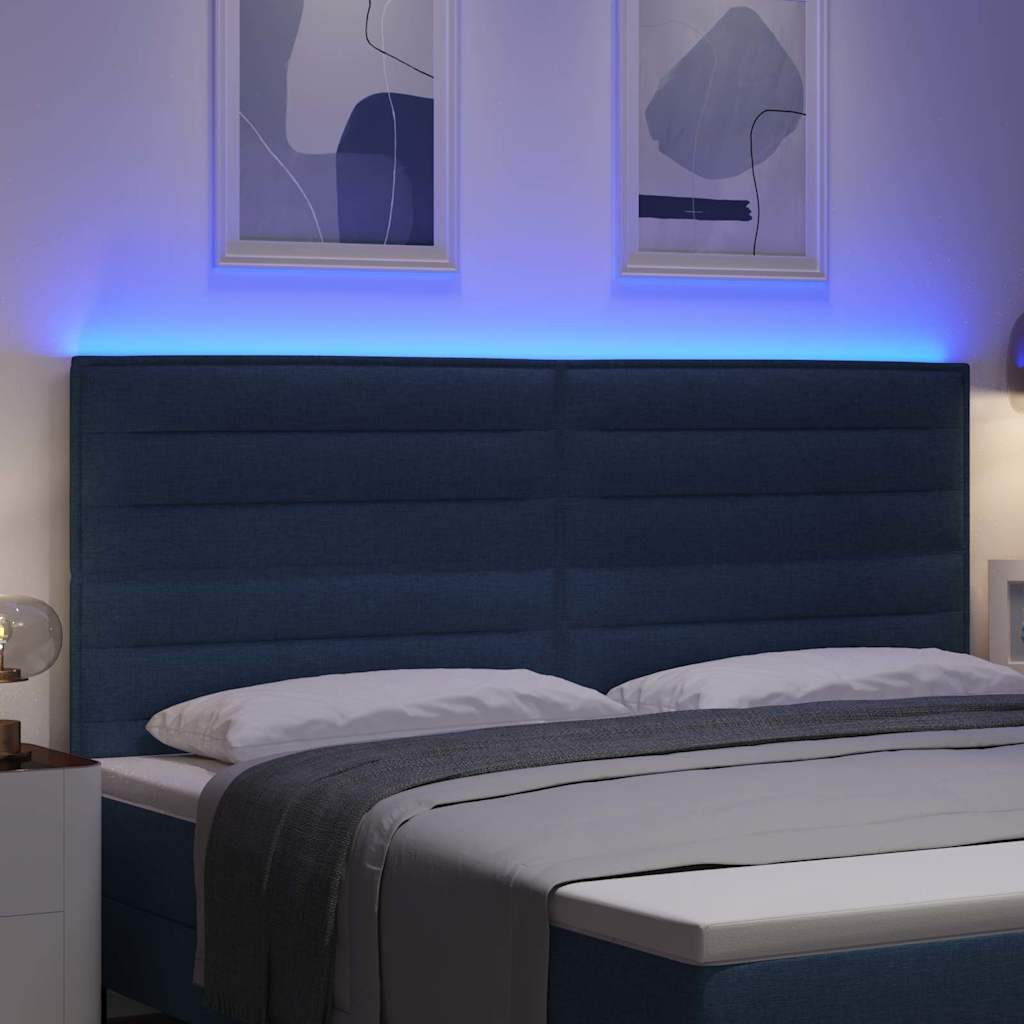 vidaXL LED κεφαλάρι με LED ταινίες φωτός Μπλε 200 cm ύφασμα
