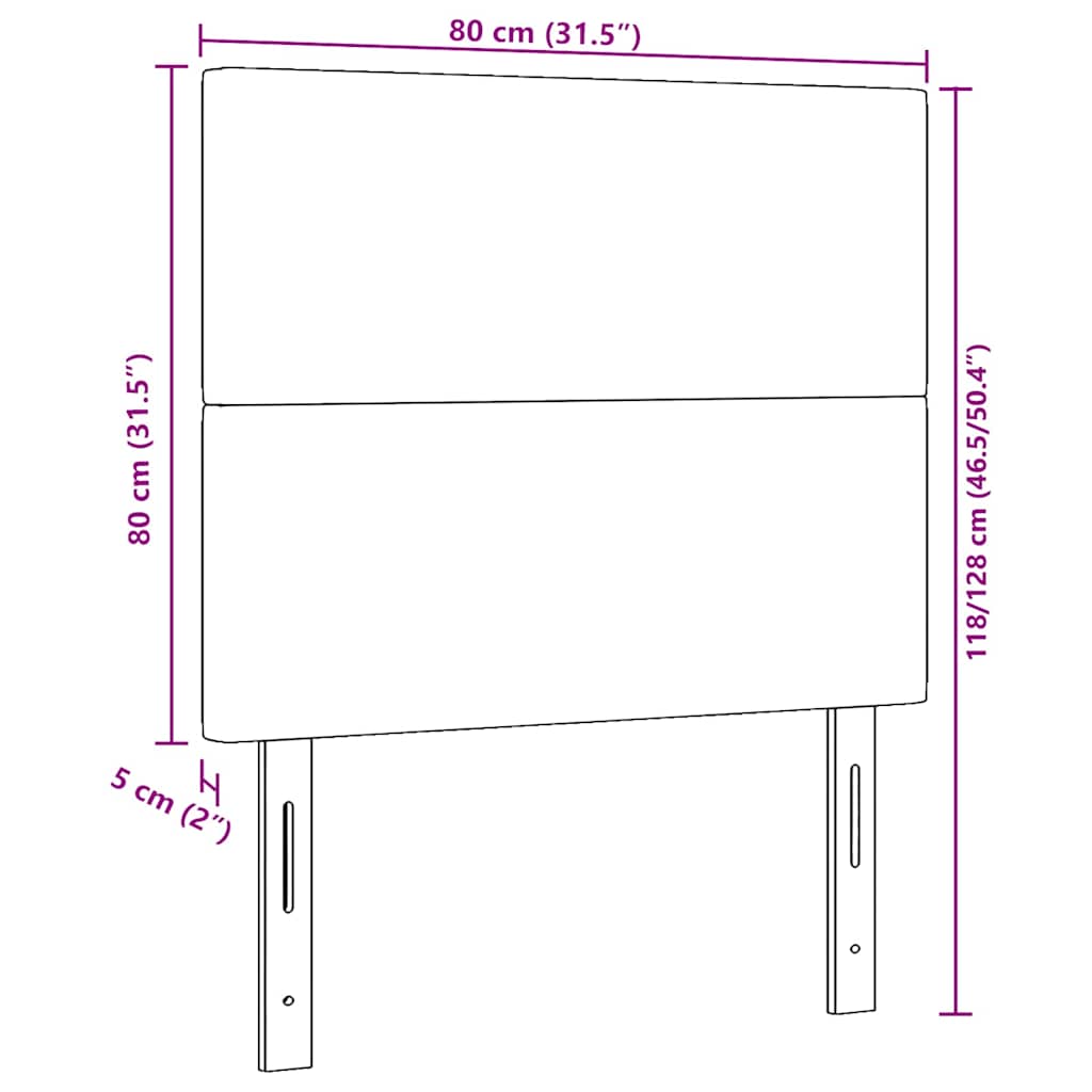 vidaXL LED κεφαλάρι με φώτα λωρίδας LED Κρεμ 80 cm Πολυεστέρας