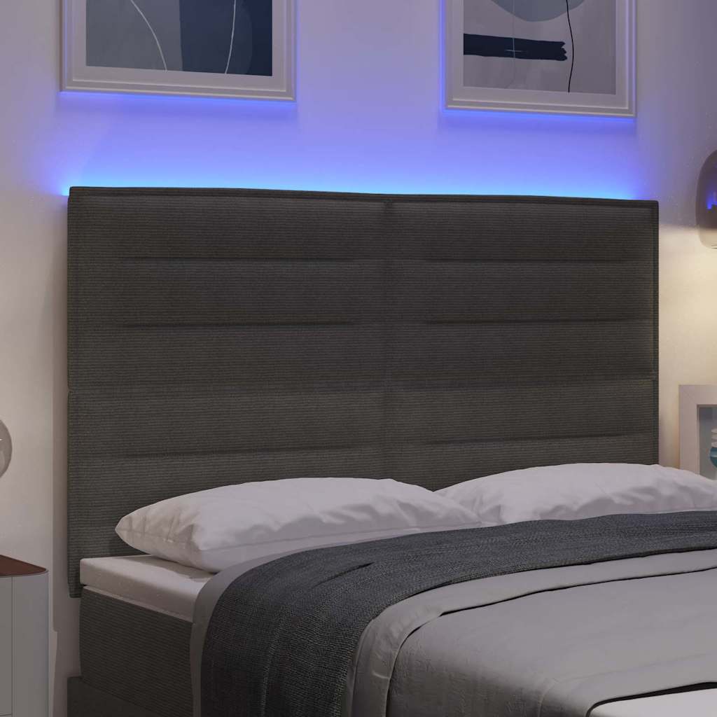 vidaXL LED κεφαλάρι Ανοιχτό γκρι 160 cm Υφασμάτινο Κορντουρά