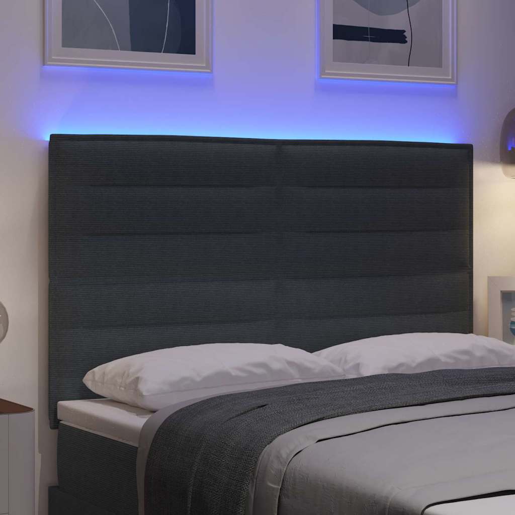 vidaXL LED κεφαλάρι Σκούρο Γκρι 160 cm Υφασμάτινο Κορντουρά