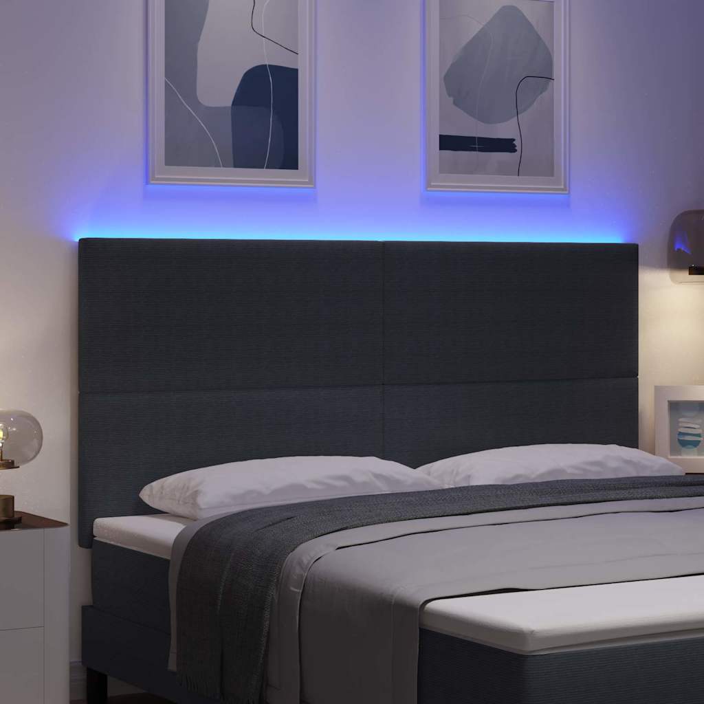 vidaXL LED κεφαλάρι Σκούρο Γκρι 180 cm Υφασμάτινο Κορντουρά