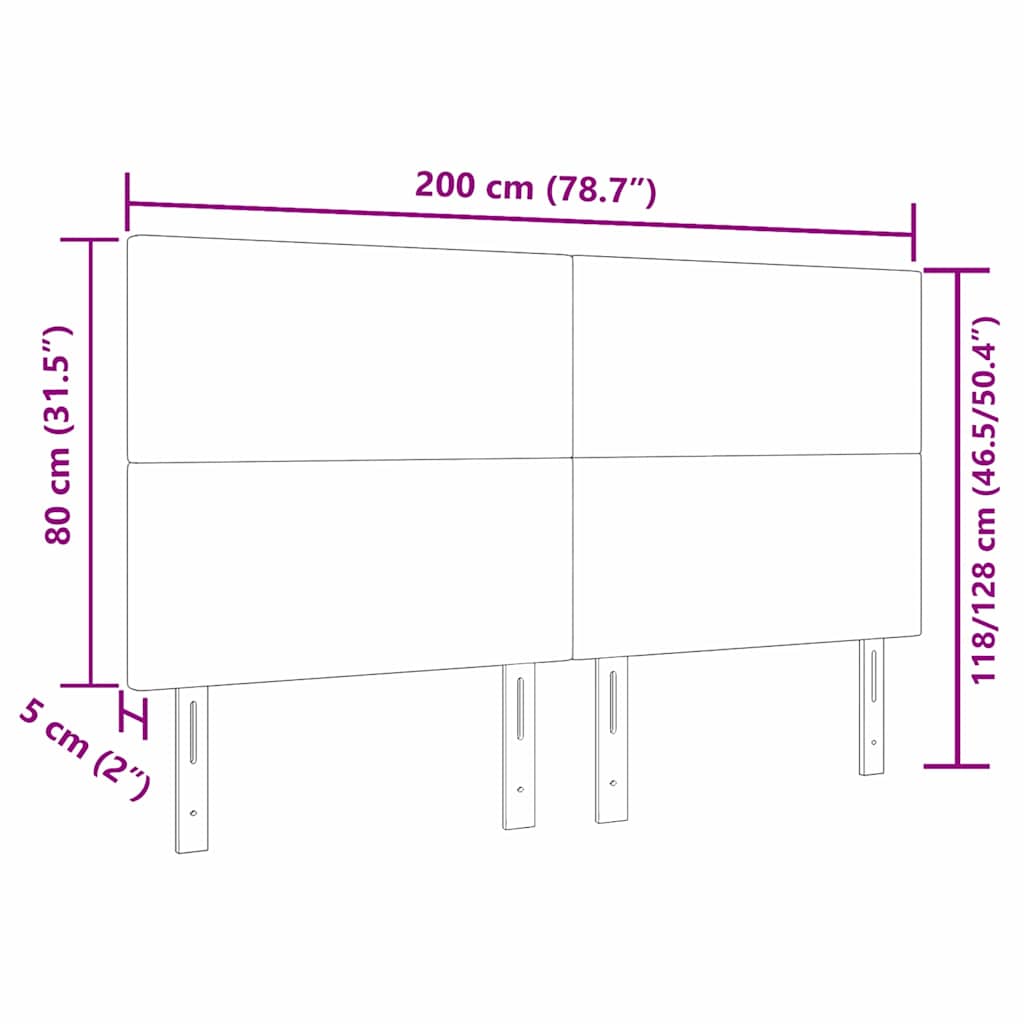 vidaXL LED κεφαλάρι με κεφαλάρι Ανοιχτό γκρι 200 cm Πολυεστέρας