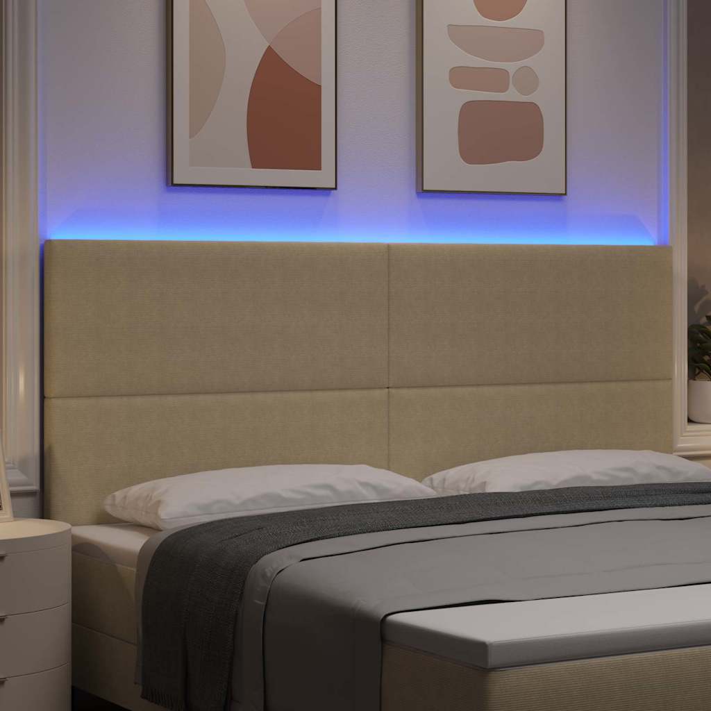 vidaXL LED κεφαλάρι Γκρι Πράσινο 200 cm Υφασμάτινο Κορντουρά
