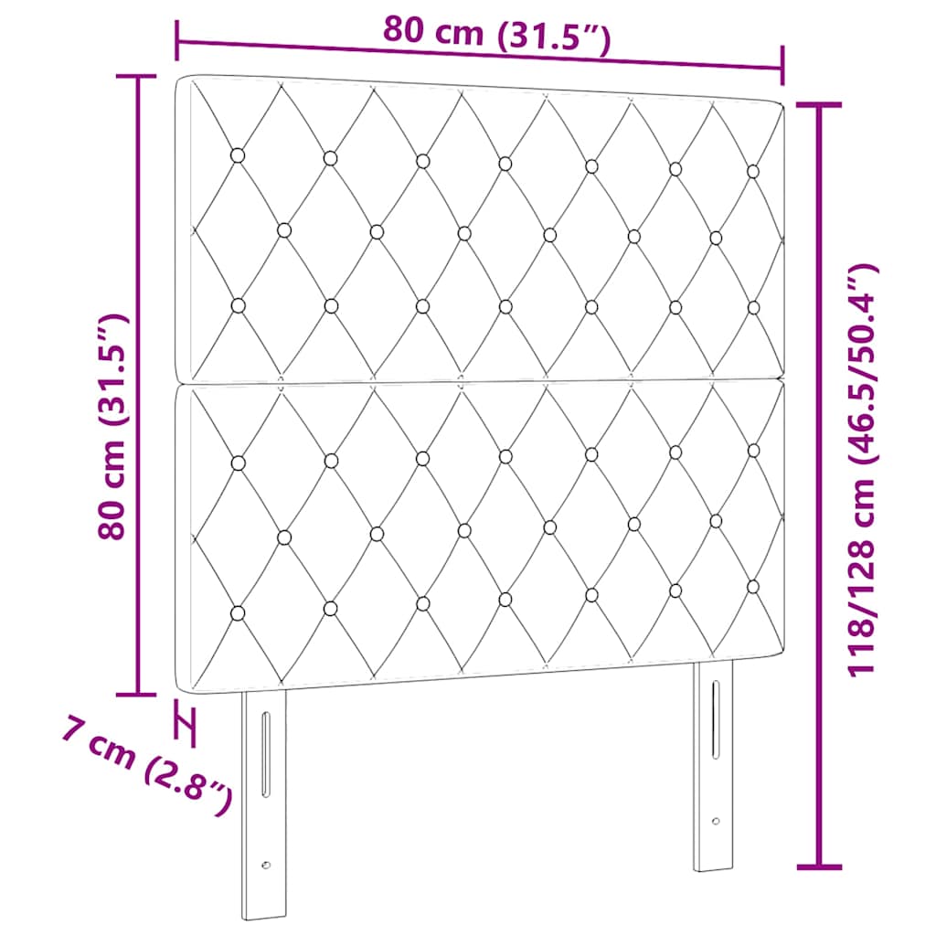 vidaXL LED Κεφαλάρι Ανοιχτό Γκρι 80 cm Βελούδο