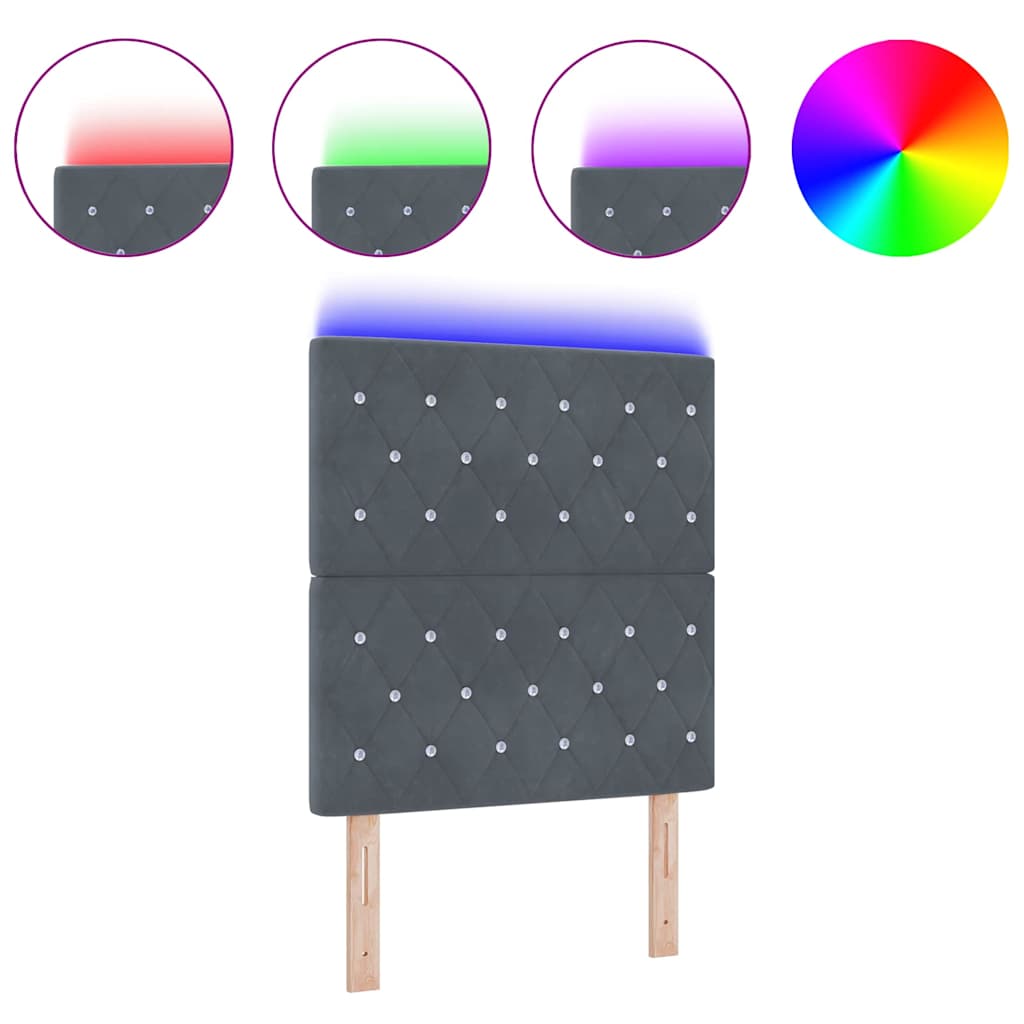 vidaXL LED Κεφαλάρι σκούρο γκρι 80 εκ. βελούδο