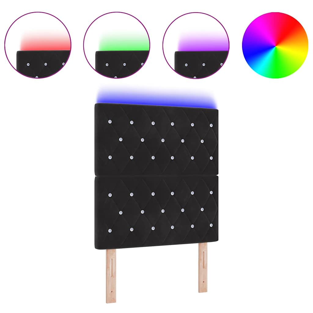 vidaXL LED Πλάτη Κρεβατιού Μαύρη 80 εκ από Βελούδο