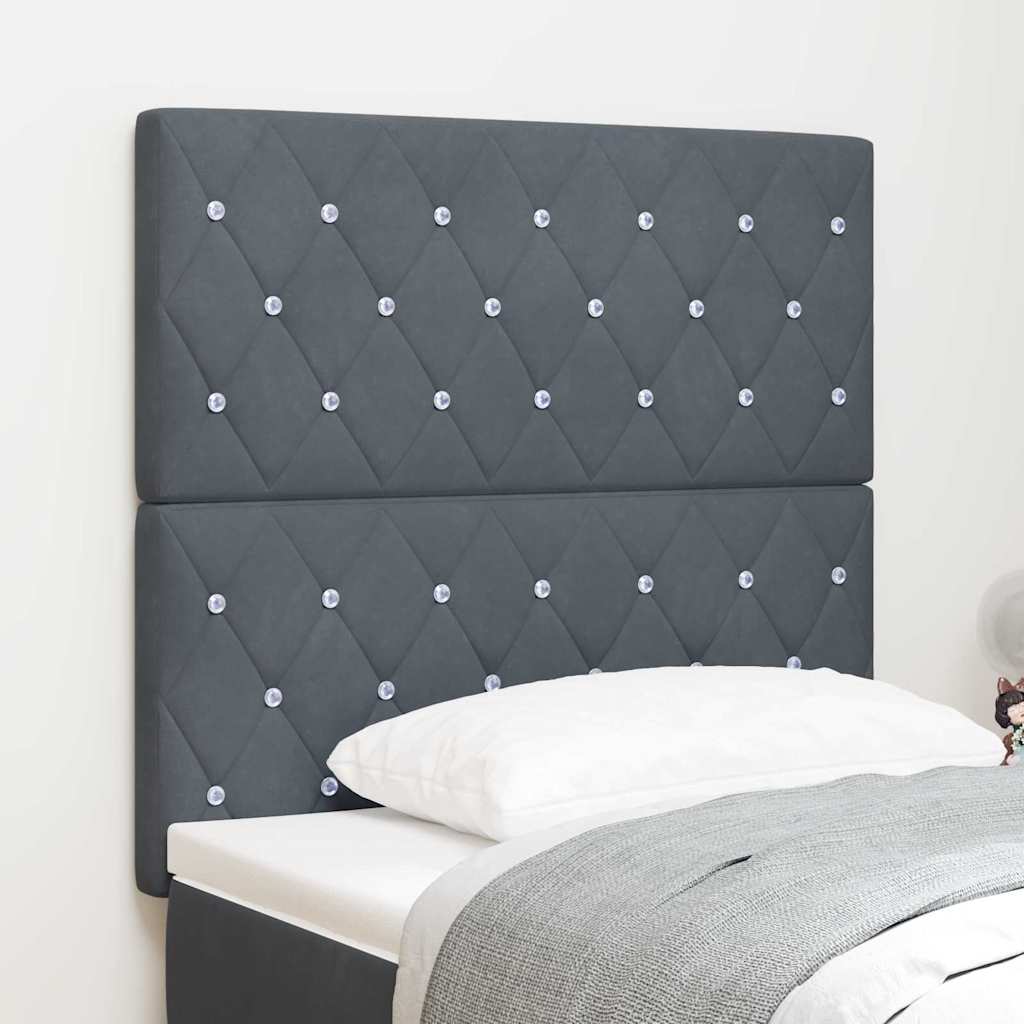 vidaXL LED κεφαλάρι με LED ταινίες φωτός Σκούρο Γκρι 90 cm Βελούδο