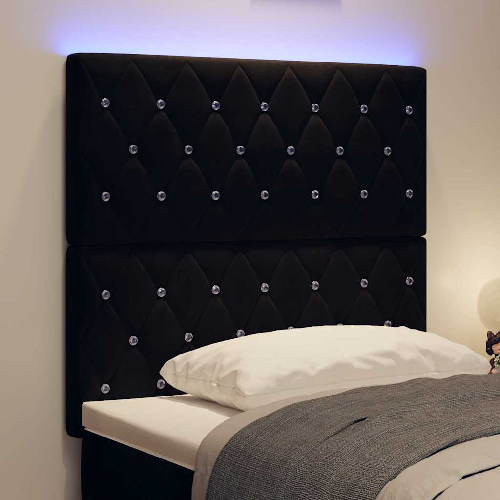 vidaXL LED κεφαλάρι με LED ταινίες φωτός Μαύρο 90 cm Βελούδο