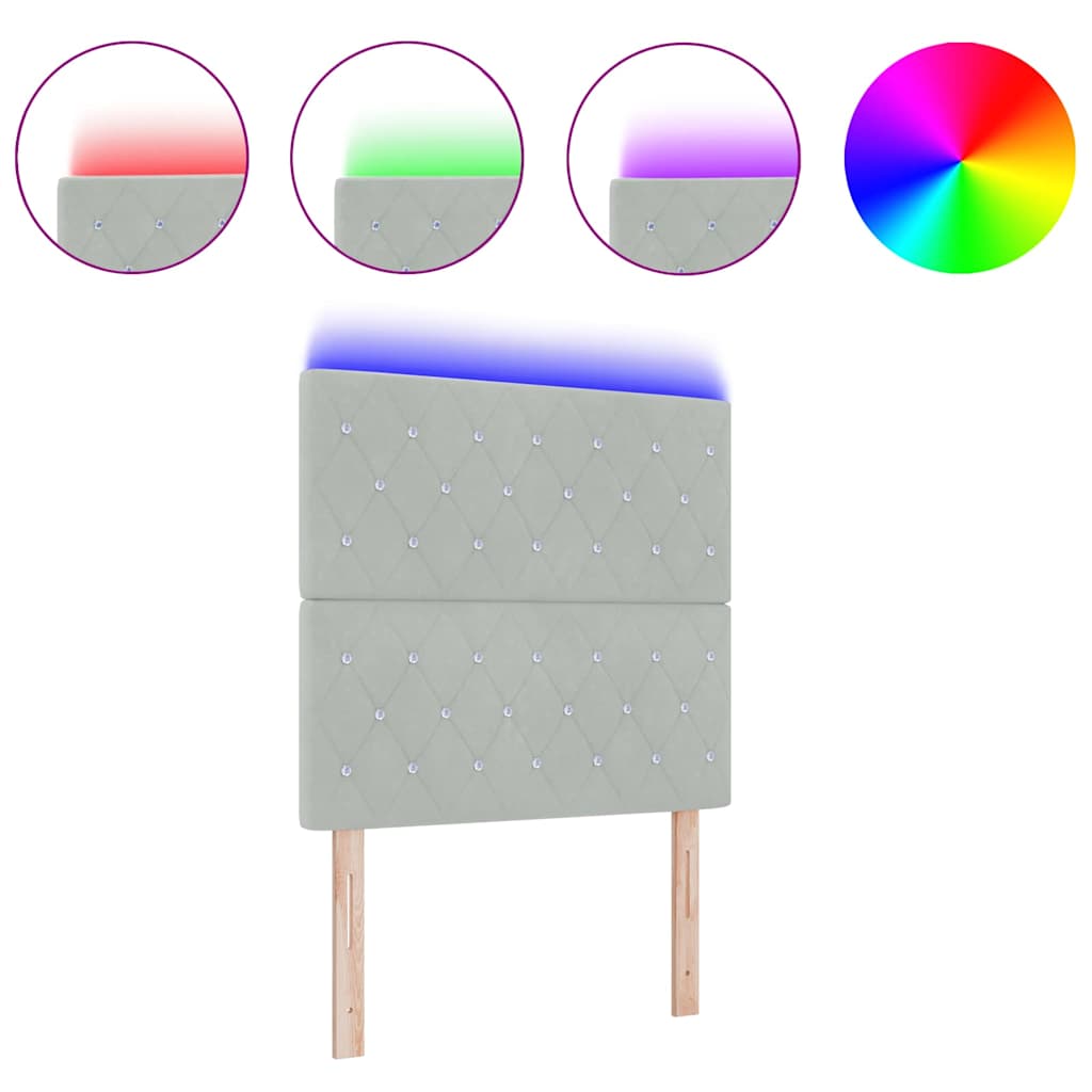 vidaXL LED Πλάτη Ανοιχτό Γκρι 100 cm Βελούδο