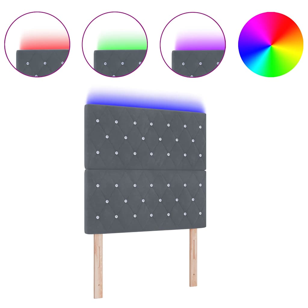 vidaXL LED Κεφαλάρι Σκούρο Γκρι 100 εκ. Βελούδο