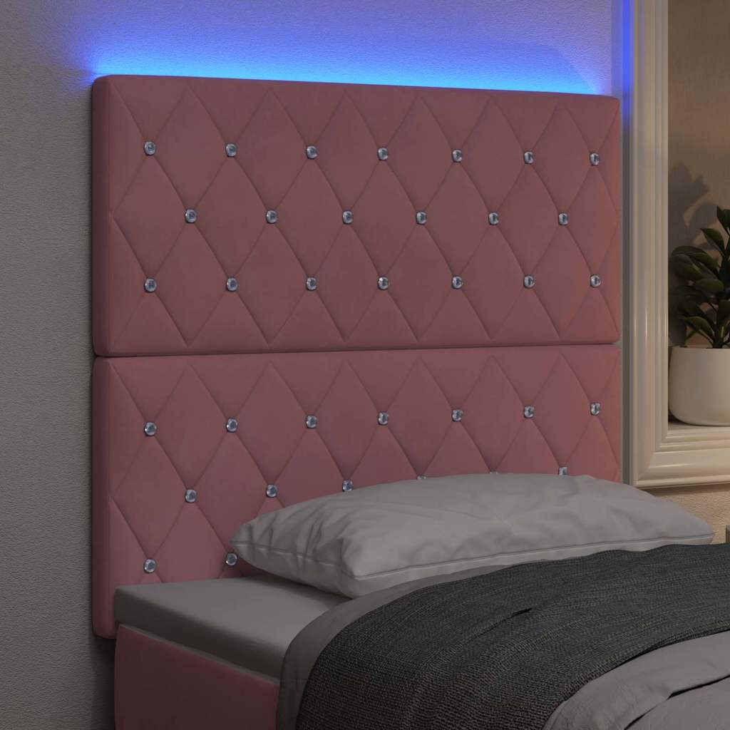 vidaXL LED κεφαλάρι με LED ταινίες φωτός Ροζ 100 cm Βελούδο