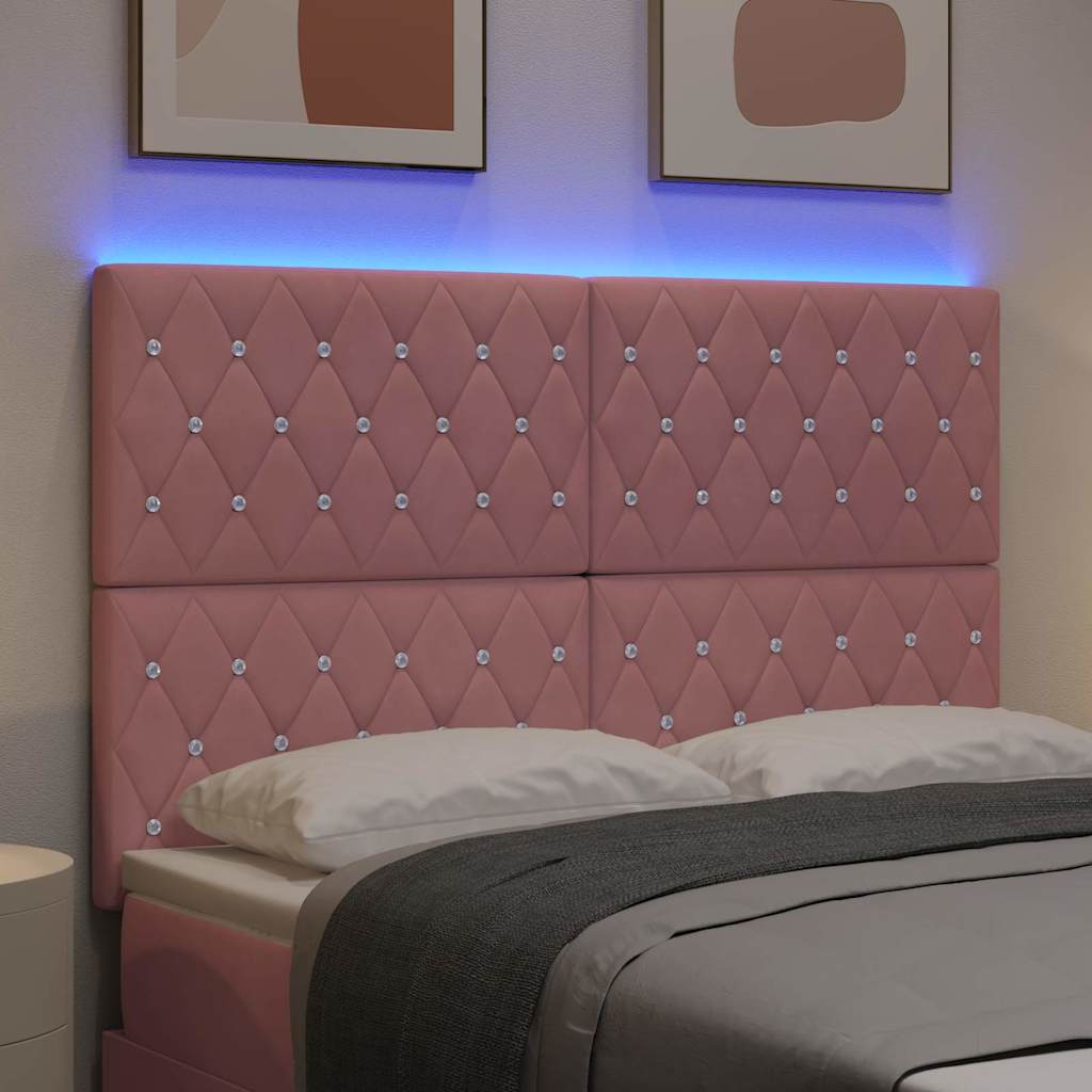 vidaXL LED κεφαλάρι με LED ταινίες φωτός Ροζ 144 cm Βελούδο