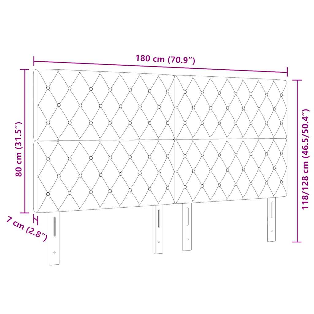 vidaXL LED κεφαλάρι με LED ταινίες φωτός Ανοιχτό γκρι 180 cm Βελούδο
