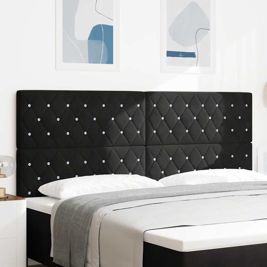 vidaXL LED κεφαλάρι με LED ταινίες φωτός Μαύρο 200 cm Βελούδο