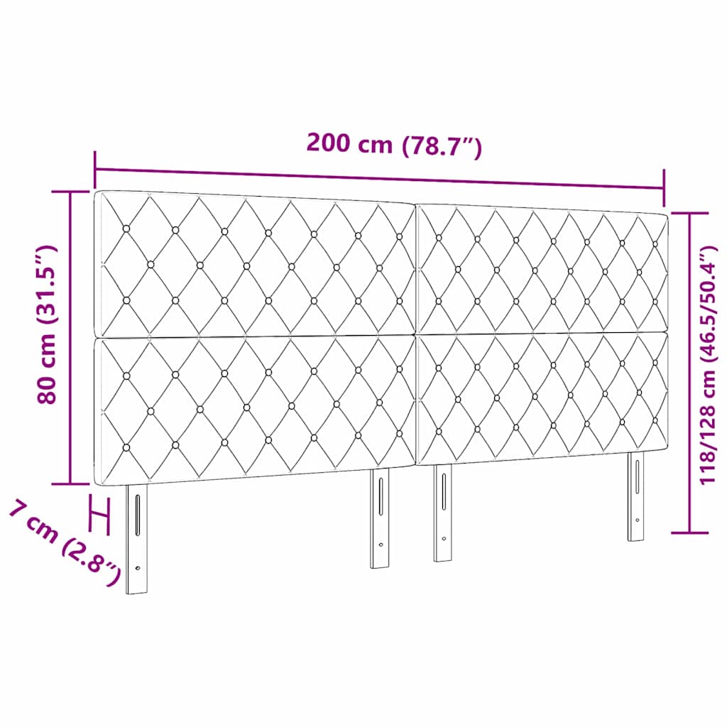 vidaXL LED κεφαλάρι με φώτα λωρίδας LED Σκούρο Μπλε 200 cm Πολυεστέρας