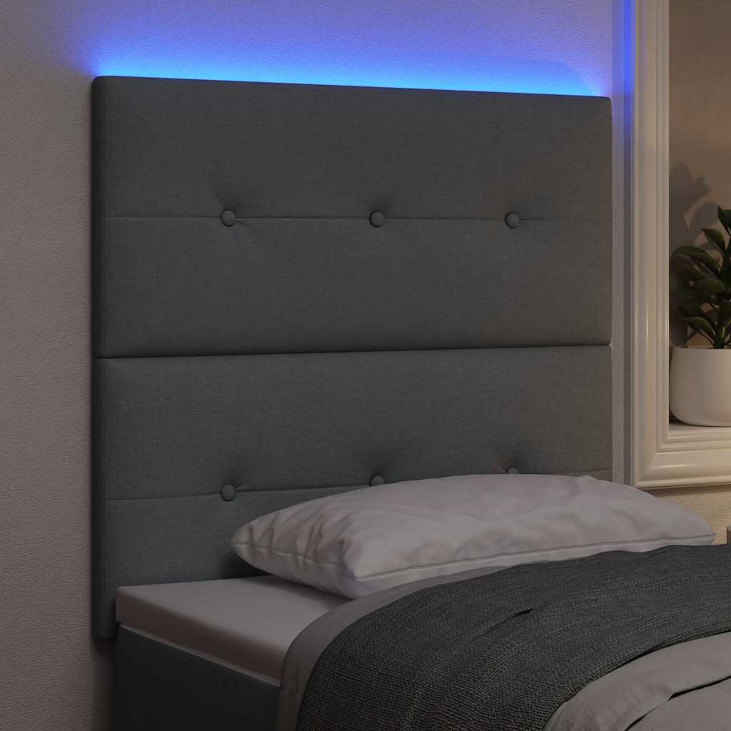 vidaXL LED κεφαλάρι με φώτα λωρίδας LED Ανοιχτό γκρι 80 cm Πολυεστέρας