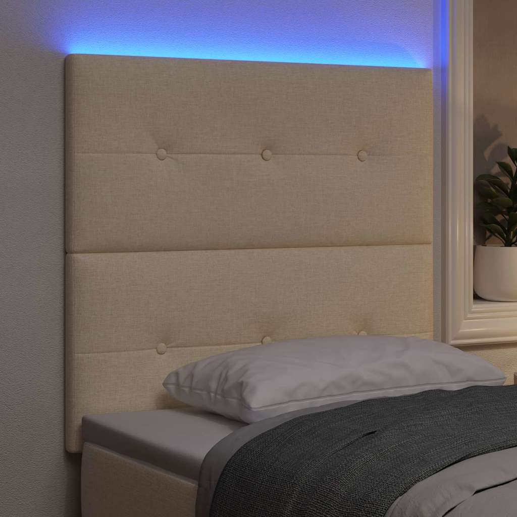 vidaXL LED κεφαλάρι με LED ταινίες φωτός με κεφαλάρι Κρεμ 80 cm ύφασμα