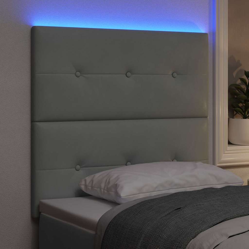 vidaXL LED κεφαλάρι με LED ταινίες φωτός Ανοιχτό γκρι 80 cm Βελούδο