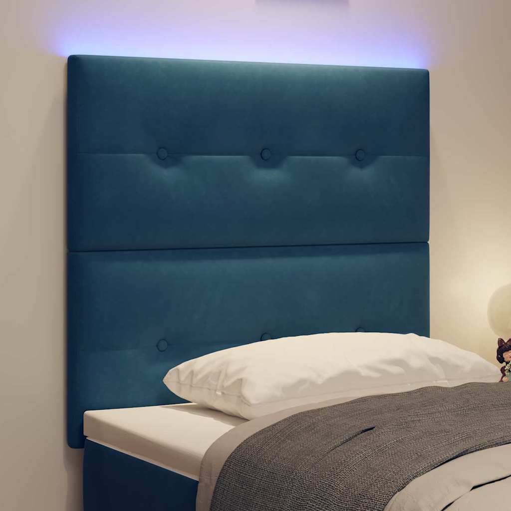 vidaXL LED κεφαλάρι με LED ταινίες φωτός Μπλε 80 cm Βελούδο
