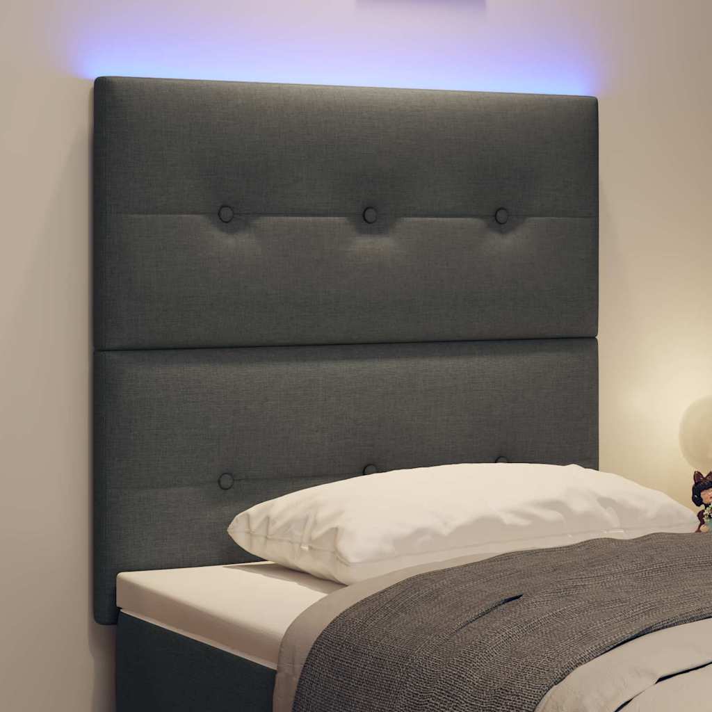 vidaXL LED κεφαλάρι με LED ταινίες φωτός Σκούρο Γκρι 90 cm ύφασμα