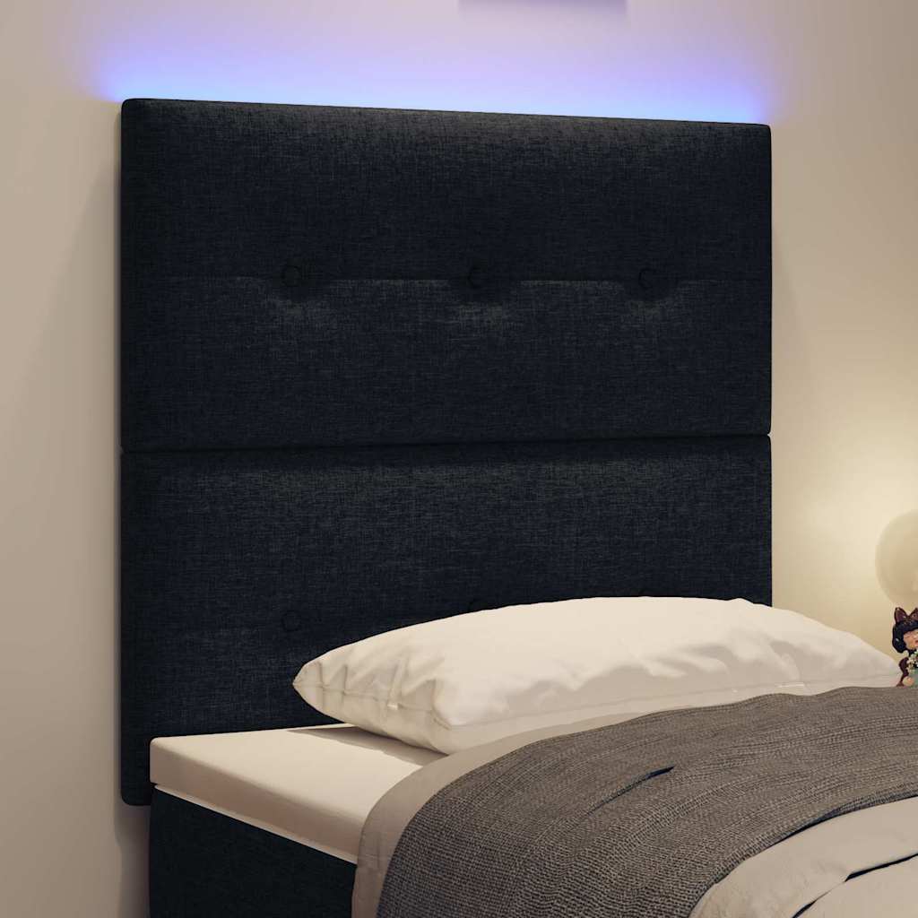 vidaXL LED κεφαλάρι με LED ταινίες φωτός Μαύρο 90 cm ύφασμα