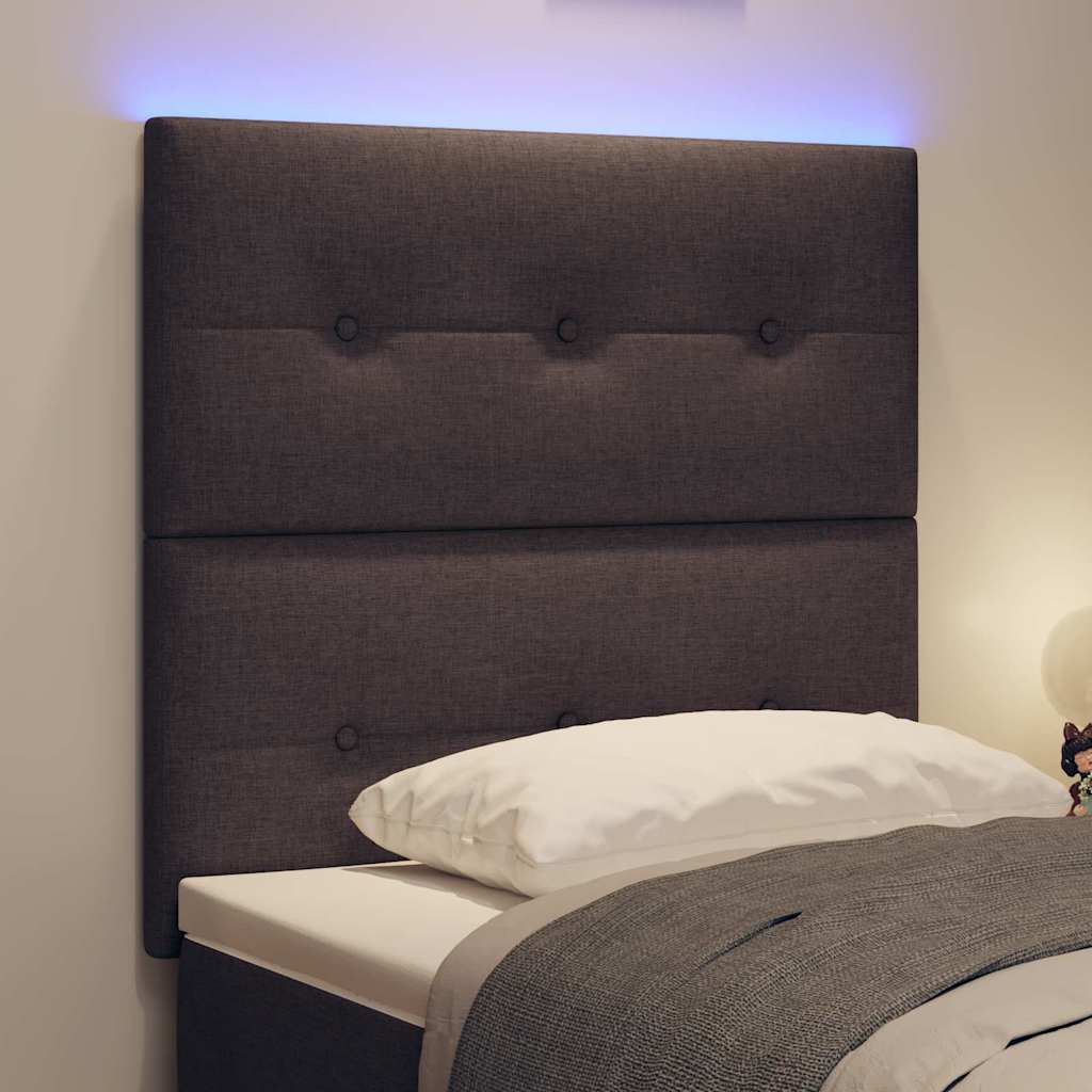 vidaXL LED κεφαλάρι με LED ταινίες φωτός Σκούρο Καφέ 90 cm ύφασμα