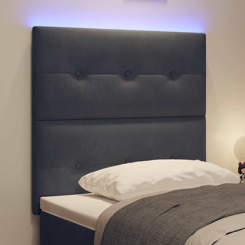 vidaXL LED κεφαλάρι με φώτα λωρίδας LED Γκρι 90 cm Πολυεστέρας