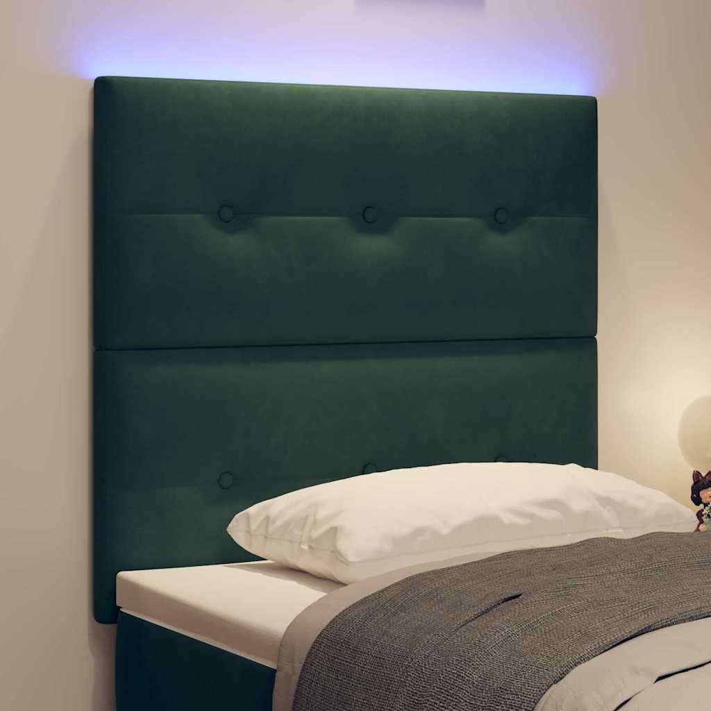 vidaXL LED κεφαλάρι με LED ταινίες φωτός Πράσινο 90 cm Βελούδο
