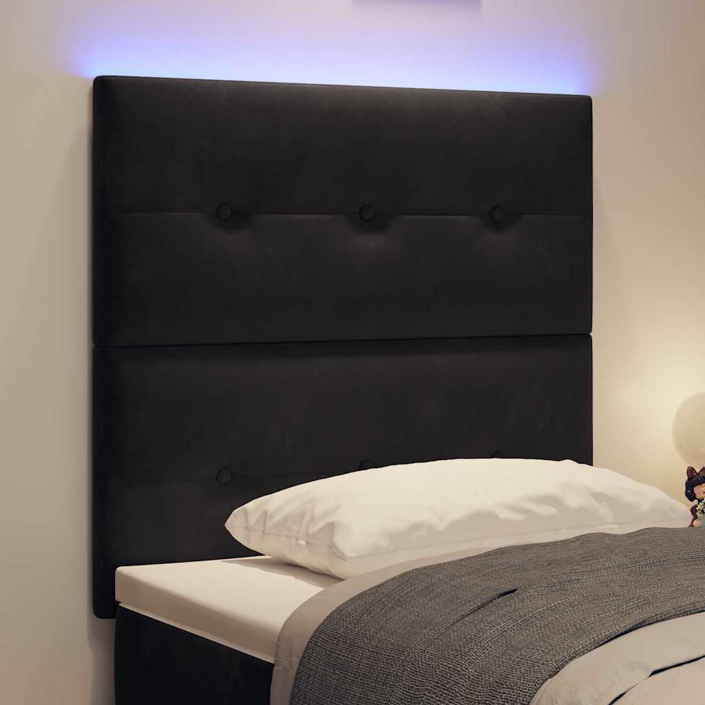 vidaXL LED κεφαλάρι με LED ταινίες φωτός Μαύρο 100 cm Βελούδο