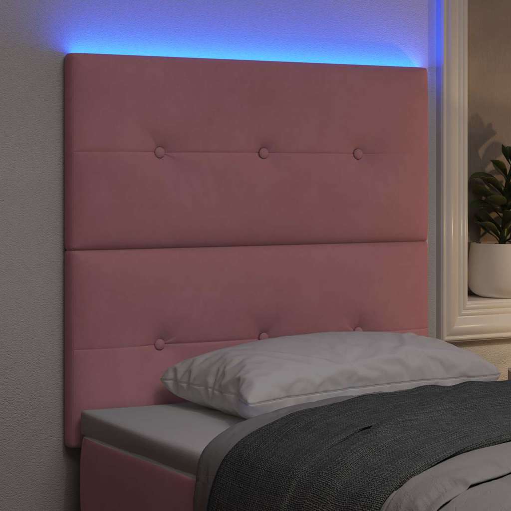 vidaXL LED κεφαλάρι με LED ταινίες φωτός Ροζ 100 cm Βελούδο