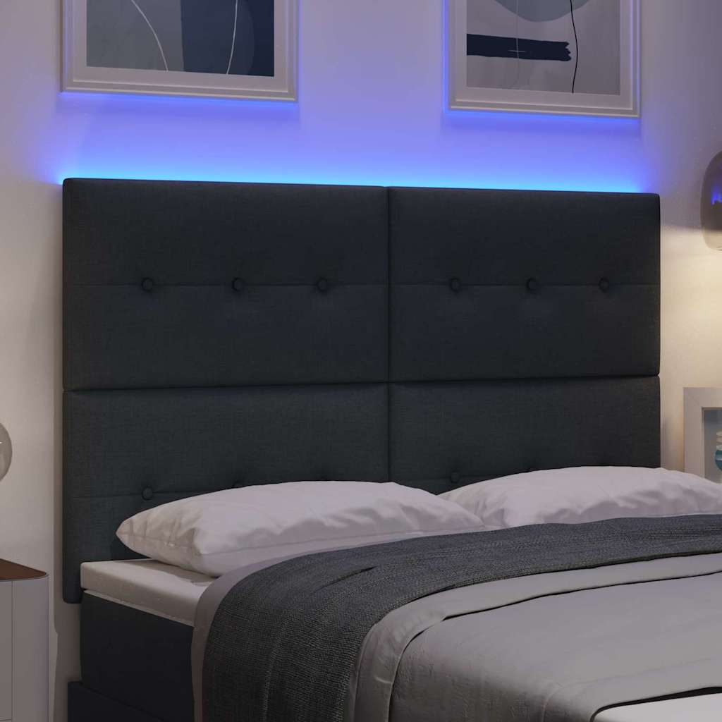 vidaXL LED κεφαλάρι με φώτα λωρίδας LED Σκούρο Γκρι 144 cm Πολυεστέρας