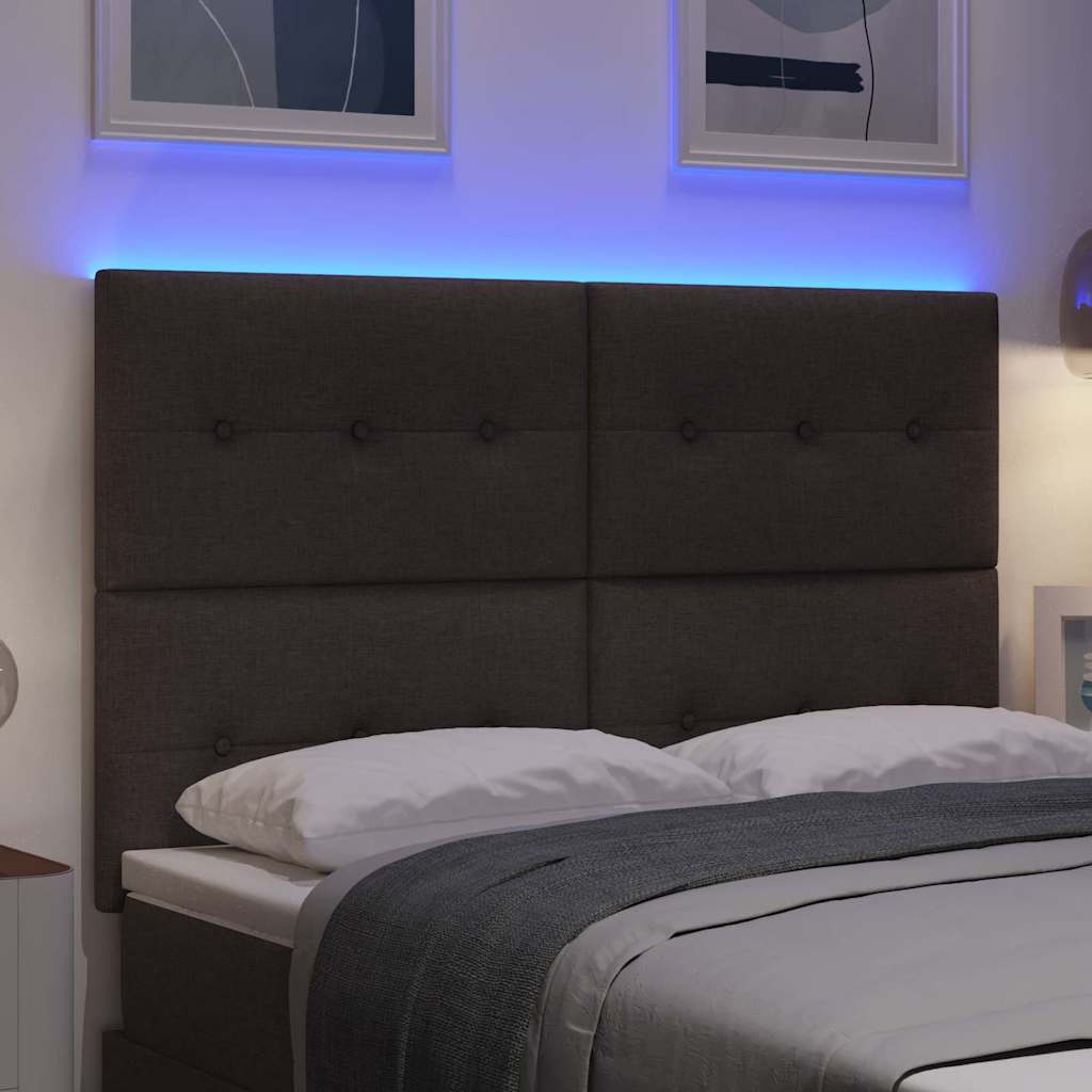 vidaXL LED κεφαλάρι με LED ταινίες φωτός Σκούρο Καφέ 144 cm ύφασμα