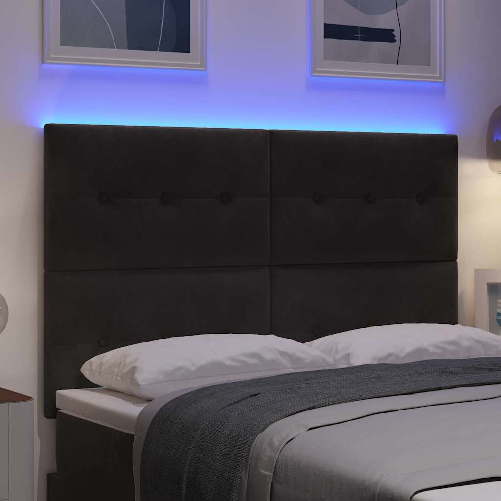 vidaXL LED κεφαλάρι με φώτα λωρίδας LED Μαύρο 144 cm Πολυεστέρας