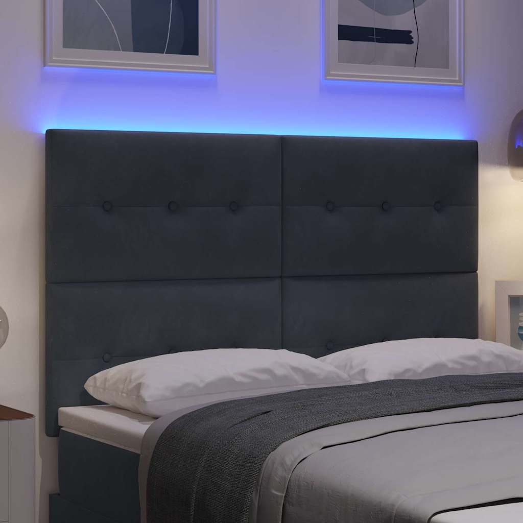 vidaXL LED κεφαλάρι με LED ταινίες φωτός Γκρι 160 cm Βελούδο