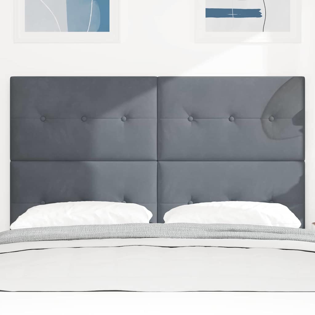 vidaXL LED κεφαλάρι με LED ταινίες φωτός Γκρι 160 cm Βελούδο