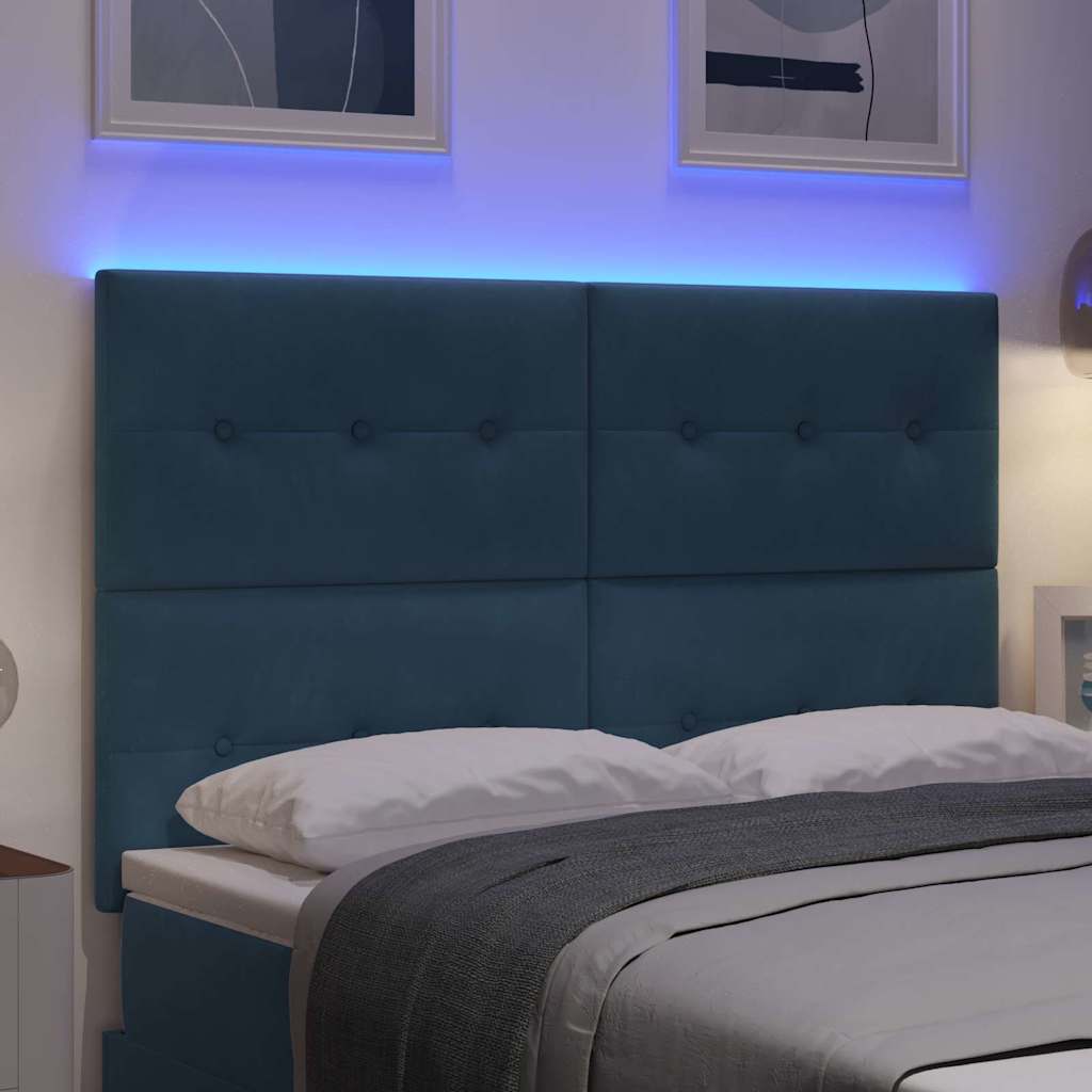 vidaXL LED κεφαλάρι με LED ταινίες φωτός Μπλε 160 cm Βελούδο
