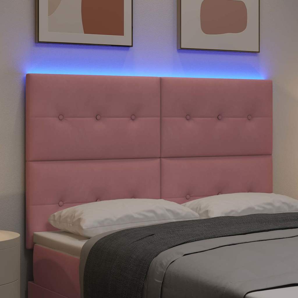 vidaXL LED κεφαλάρι με LED ταινίες φωτός Ροζ 160 cm Βελούδο