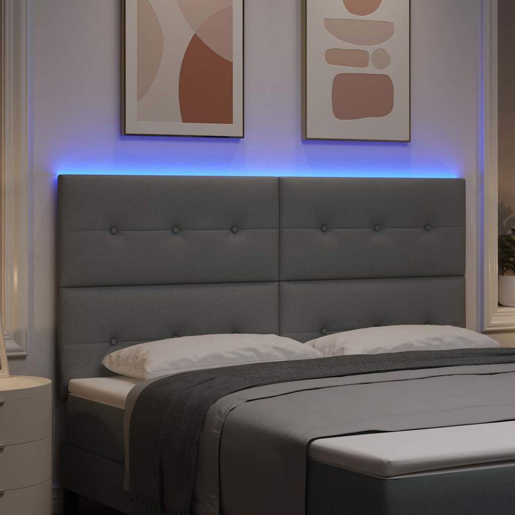 vidaXL LED κεφαλάρι με LED ταινίες φωτός Ανοιχτό γκρι 180 cm ύφασμα